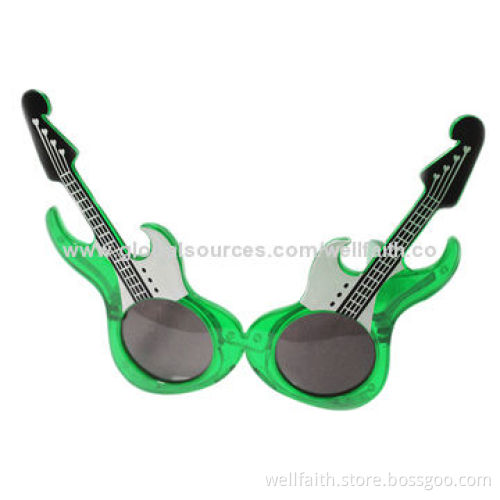 Rock Party Favor Guitar-shaped LED Lighting Glasses, Button-on/Off Switch, CE, RoHS Marks